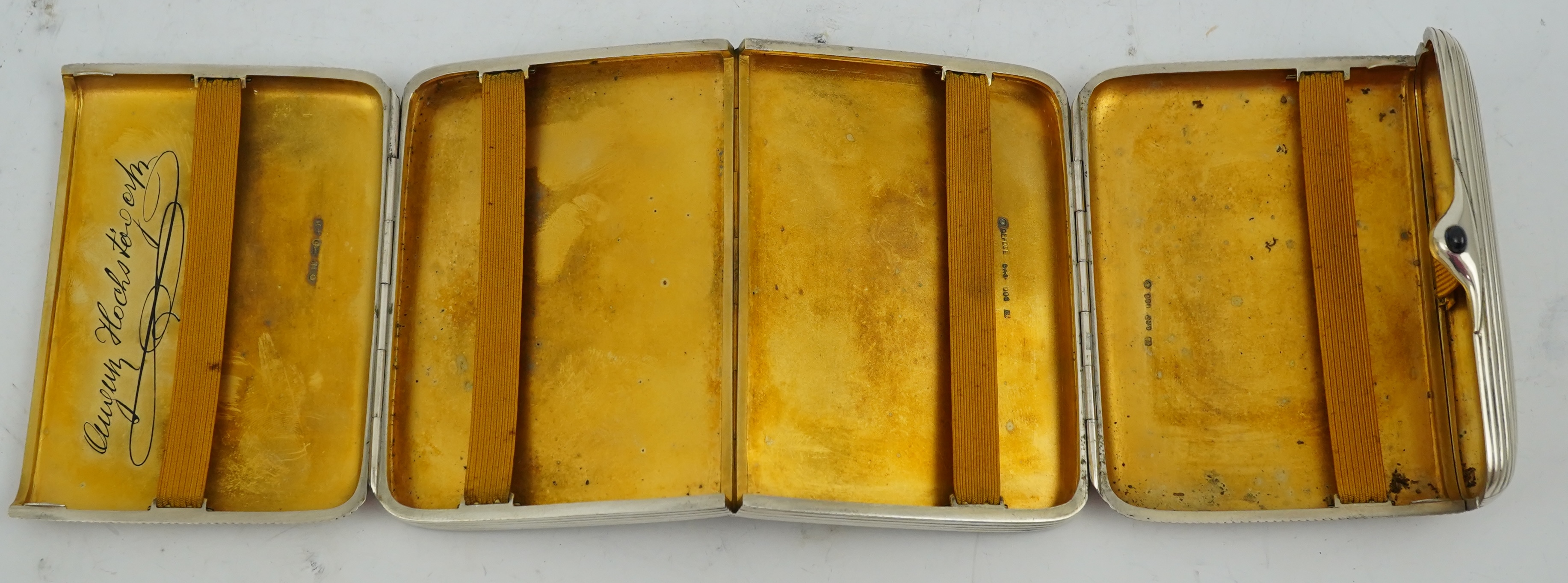 A late 19th century Viennese 900 standard silver folding cigar/cigarette case, by George Adam Scheid